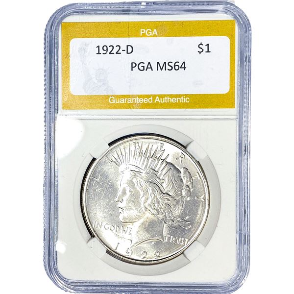 1922-D Silver Peace Dollar PGA MS64