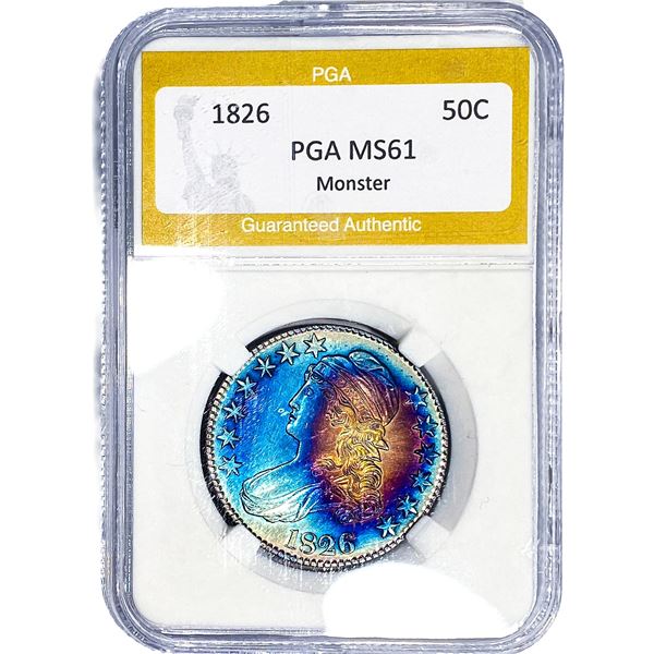 1826 Capped Bust Half Dollar PGA MS61 Monster
