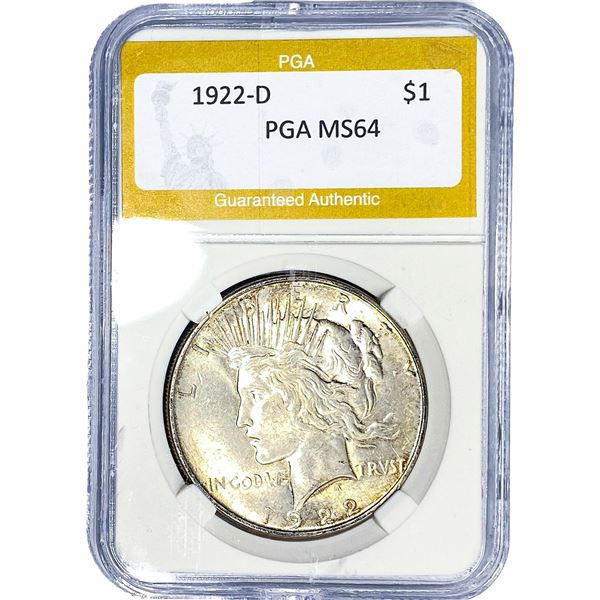 1922-D Silver Peace Dollar PGA MS64