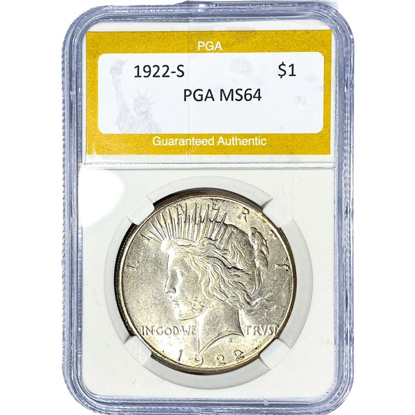 1922-S Silver Peace Dollar PGA MS64