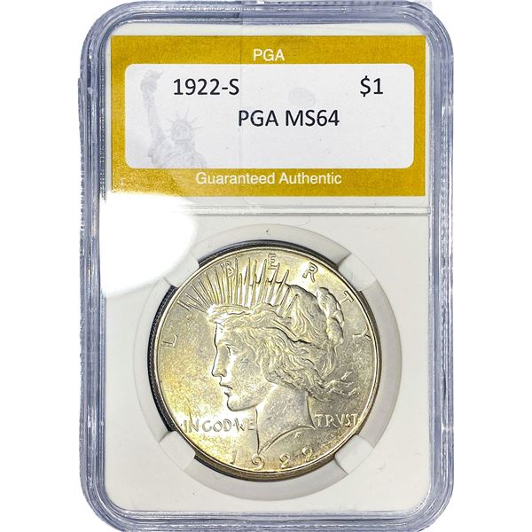 1922-S Silver Peace Dollar PGA MS64