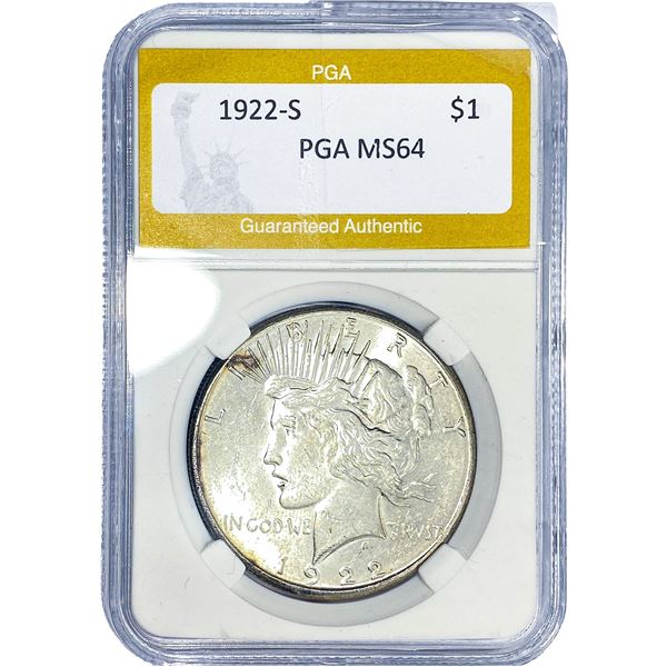 1922-S Silver Peace Dollar PGA MS64