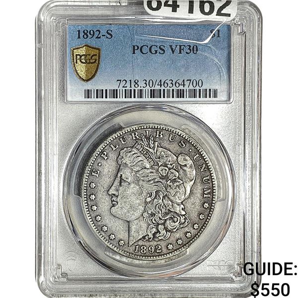 1892-S Morgan Silver Dollar PCGS VF30