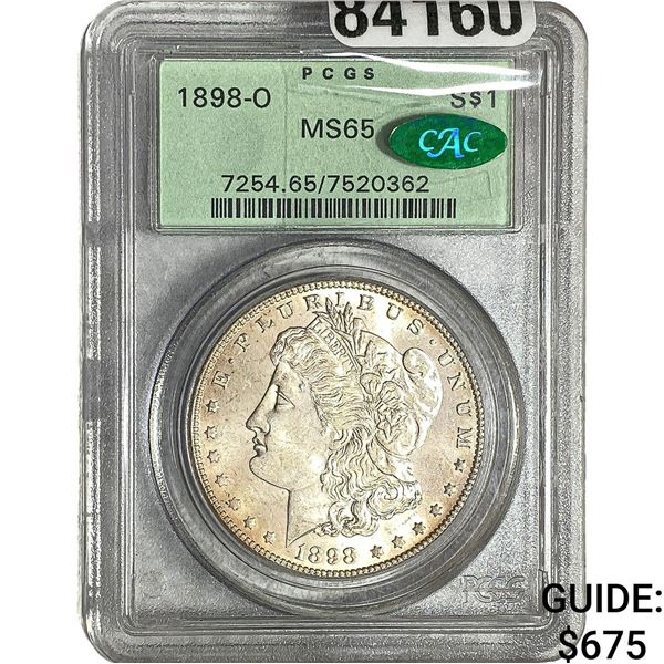 1898-O CAC Morgan Silver Dollar PCGS MS65