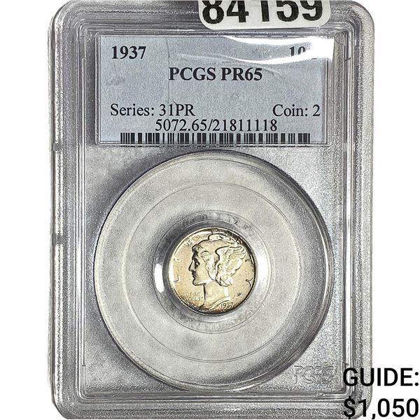 1937 Mercury Silver Dime PCGS PR65