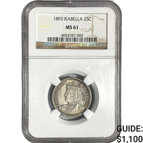 1893 Isabella Silver Quarter NGC MS61