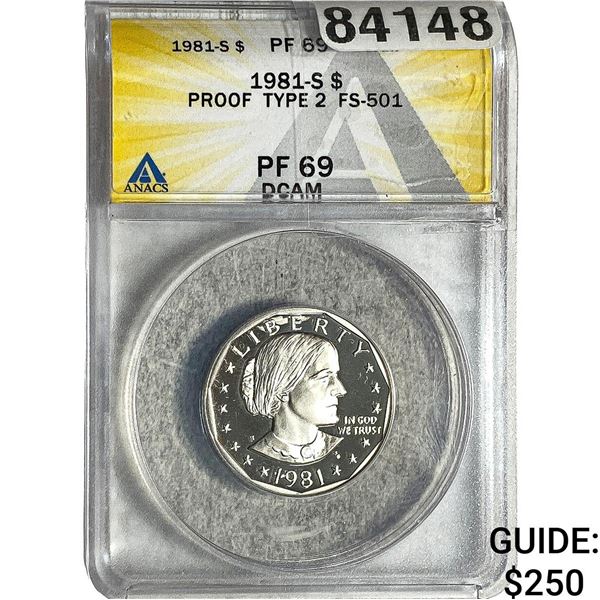 1981-S Susan B. Anthony $1 Type 2 ANACS PF69 DCAM