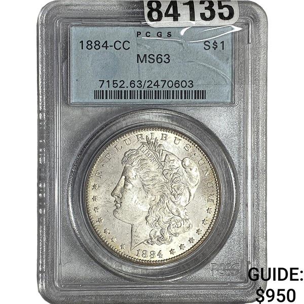 1884-CC Morgan Silver Dollar PCGS MS63