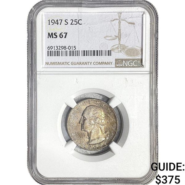1947-S Washington Silver Quarter NGC MS67