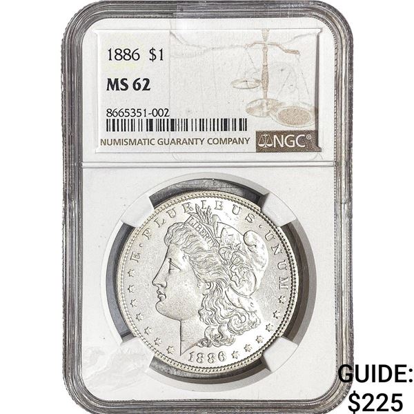1886 Morgan Silver Dollar NGC MS62