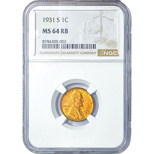 1931-S Wheat Cent NGC MS64 RB
