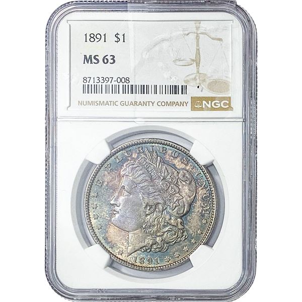 1891 Morgan Silver Dollar NGC MS63