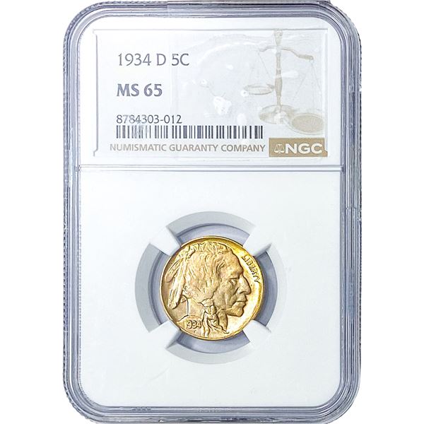 1934-D Buffalo Nickel NGC MS65