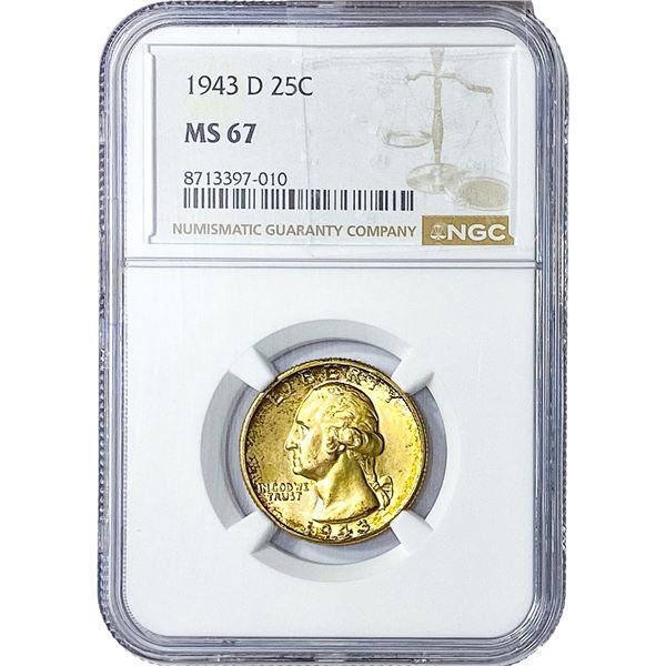 1943-D Washington Silver Quarter NGC MS67