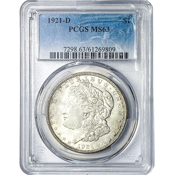 1921-D Morgan Silver Dollar PCGS MS63