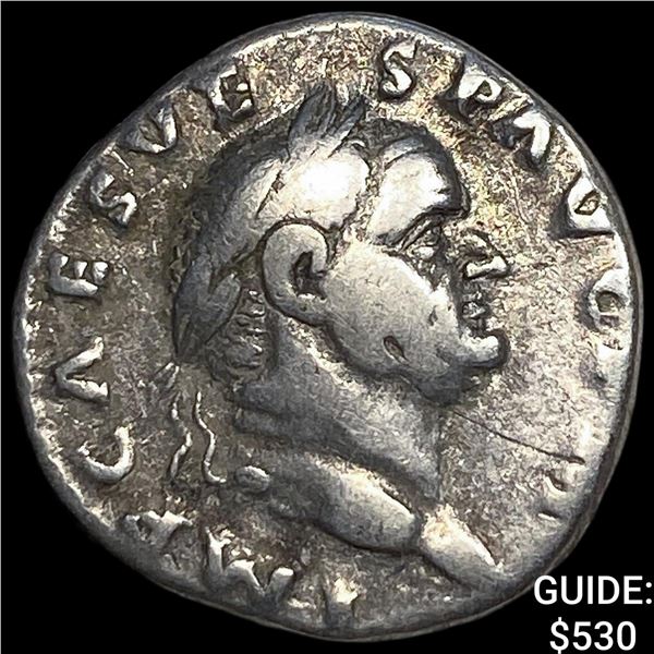 Roman Empire Vespasian 69-79 AD Silver Denarius CLOSELY UNCIRCULATED