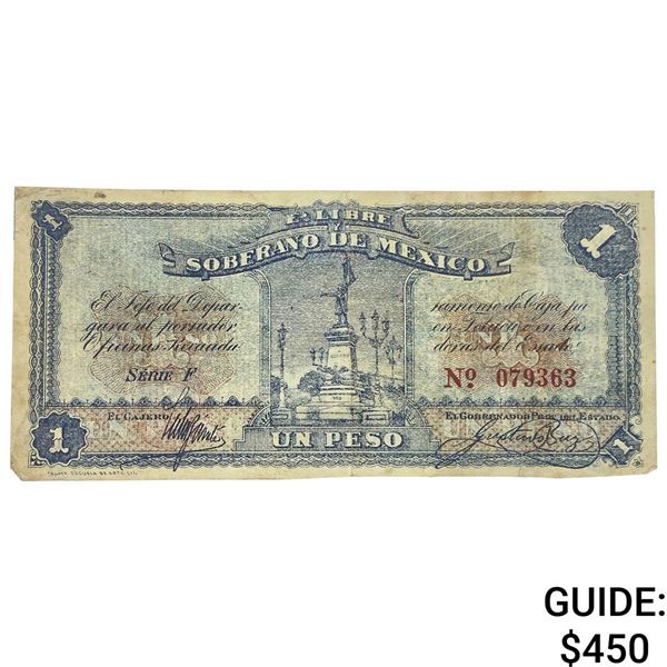 1915 Free and Sovereign State of Mexico 1 Peso