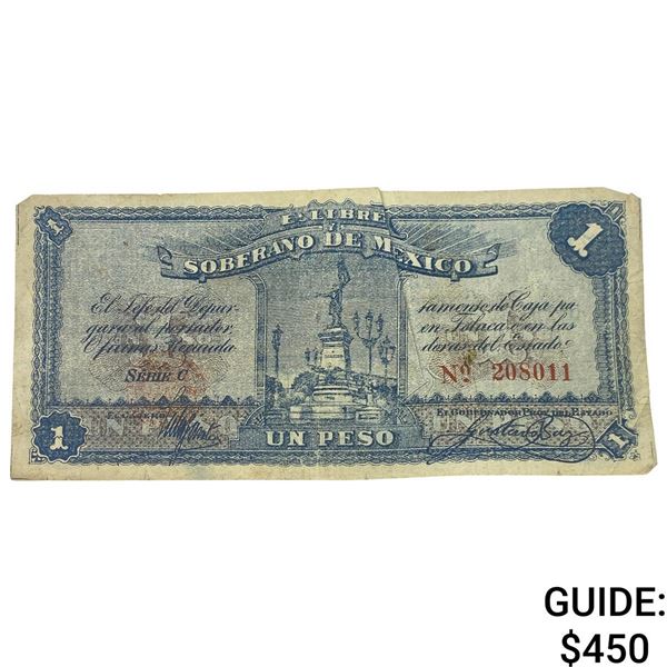 1915 Free and Sovereign State of Mexico 1 Peso