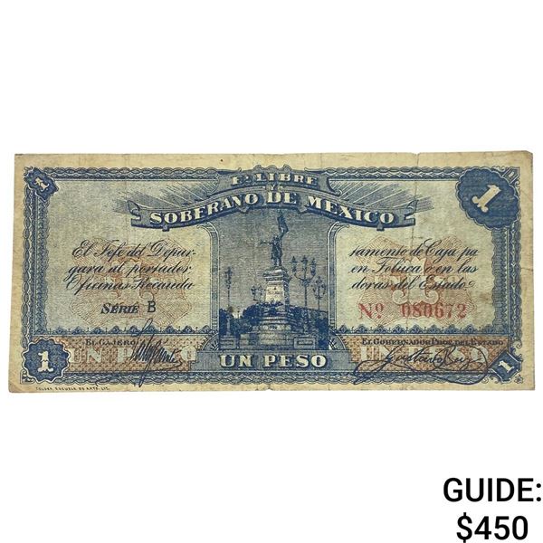 1915 Free and Sovereign State of Mexico 1 Peso
