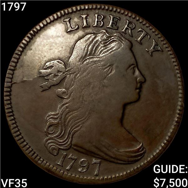 1797 Draped Bust Large Cent ABOUT UNCIRCULATED