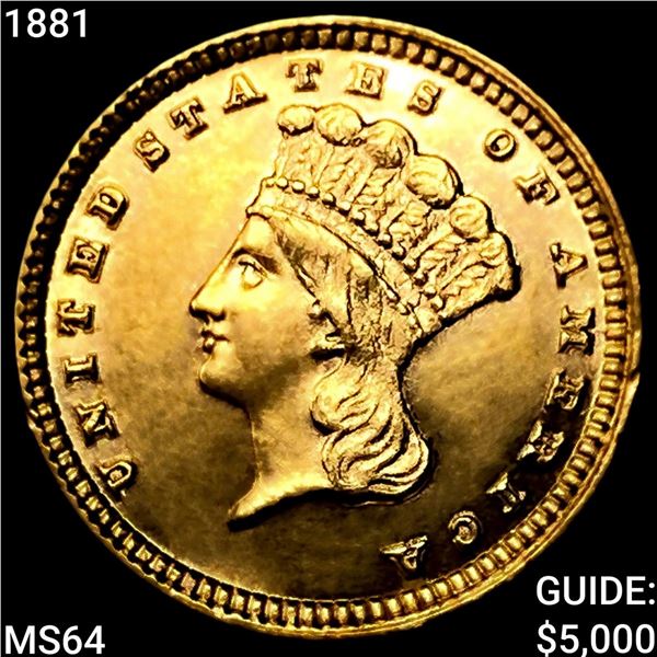 1881 Rare Gold Dollar CHOICE BU