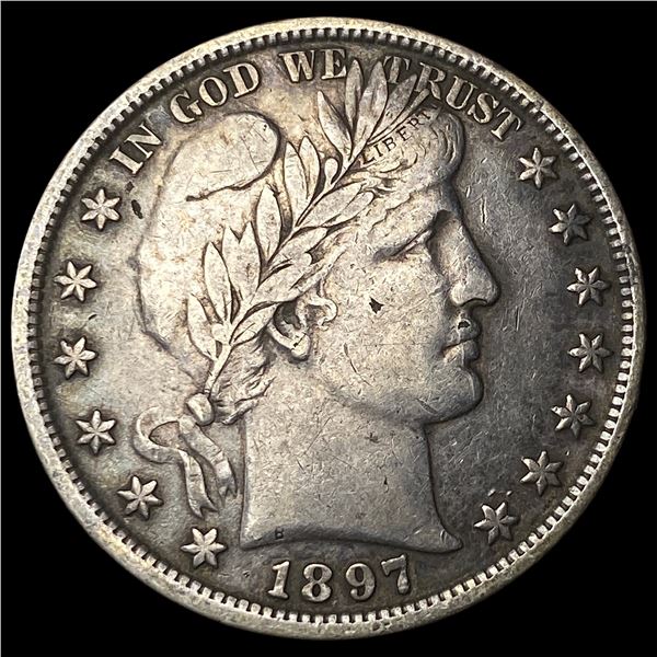 1897 Silver Barber Half Dollar NEARLY  UNCIRCULATED