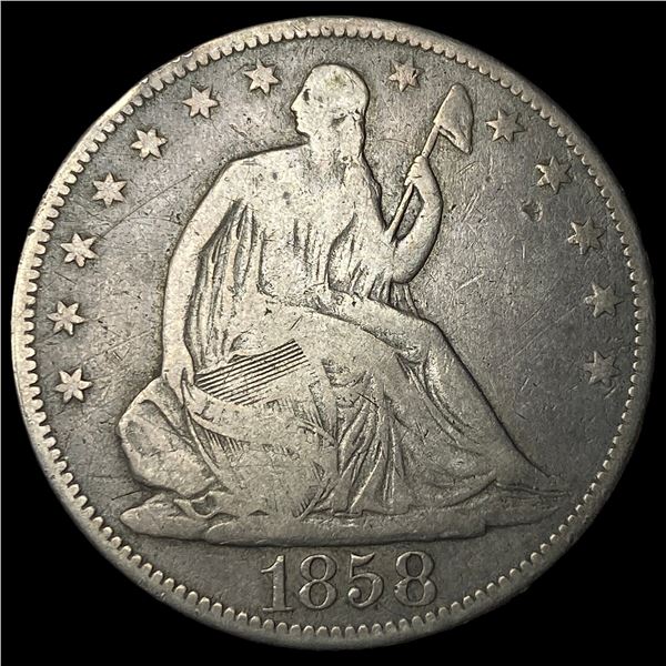 1858 Seated Liberty Half Dollar LIGHTLY  CIRCULATED