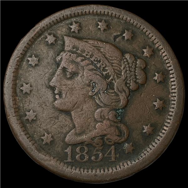 1854 Braided Hair Large Cent NEARLY  UNCIRCULATED