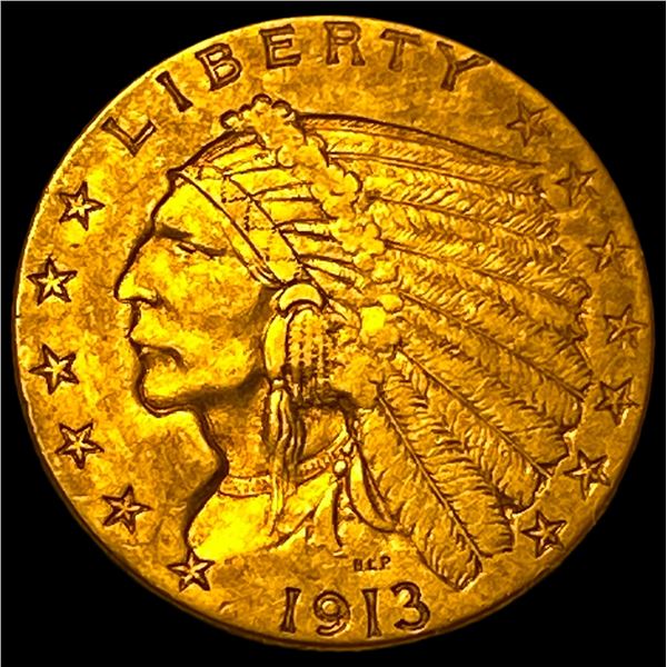1913 Indian Head Gold $2.50 Quarter Eagle  CLOSELY UNCIRCULATED