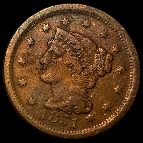 1851 Braided Hair Large Cent CLOSELY  UNCIRCULATED