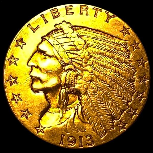 1913 Indian Head Gold $2.5 Quarter Eagle  CHOICE AU