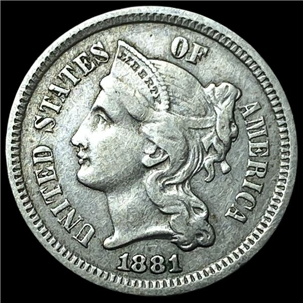 1881 Nickel Three-Cent Piece NEARLY  UNCIRCULATED