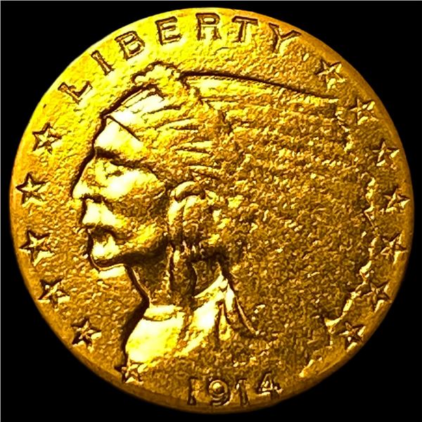 1914-D Indian Head Gold $2.50 Quarter Eagle CLOSELY UNCIRCULATED
