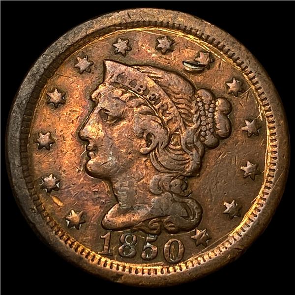 1850 Braided Hair Large Cent NEARLY  UNCIRCULATED