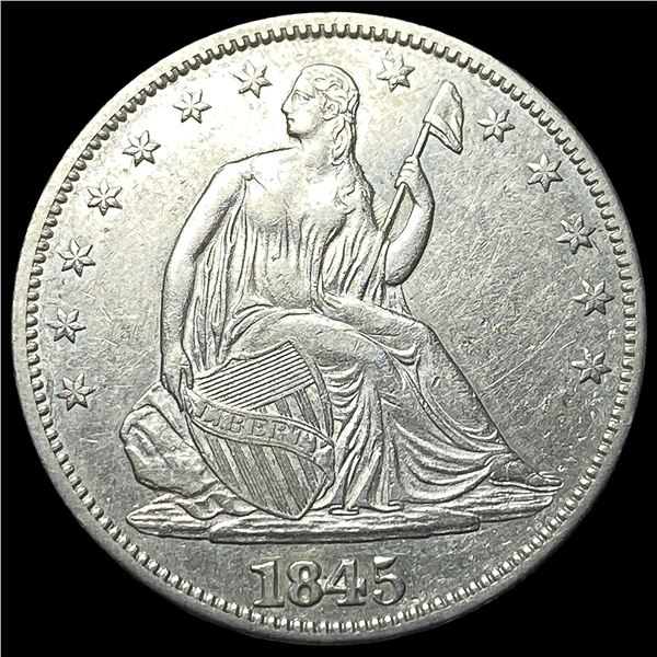 1845 Silver Seated Liberty Half Dollar CHOICE  AU
