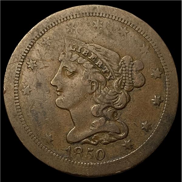 1850 Braided Hair Half Cent NEARLY  UNCIRCULATED