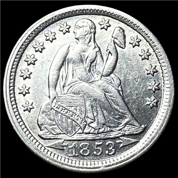 1853 Arrows Silver Seated Liberty Dime  UNCIRCULATED