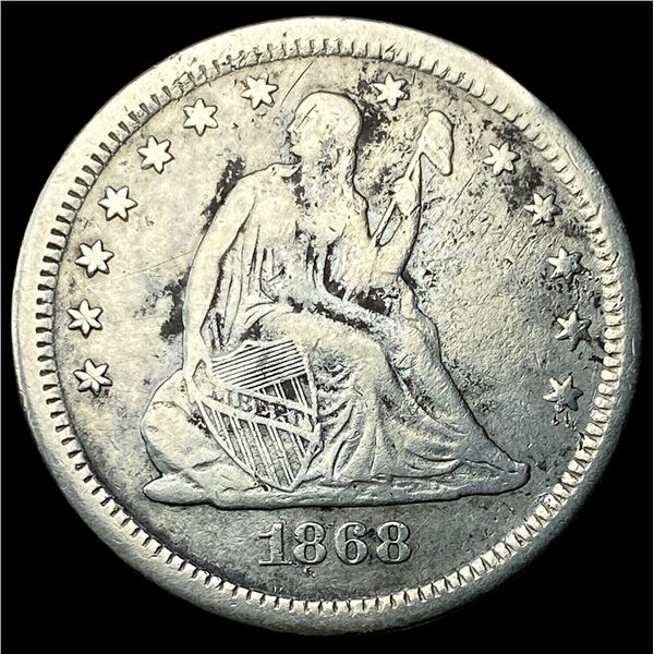 1868-S Silver Seated Liberty Quarter LIGHTLY  CIRCULATED