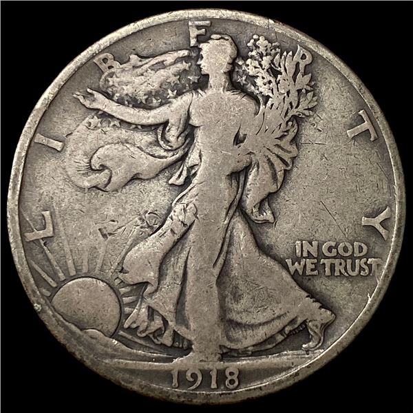 1918-S Silver Walking Liberty Half Dollar  LIGHTLY CIRCULATED