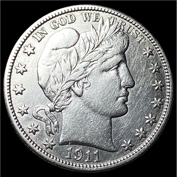 1911 Silver Barber Half Dollar NEARLY  UNCIRCULATED