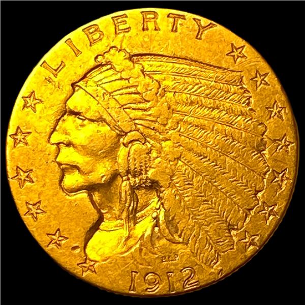 1912 Indian Head Gold $2.50 Quarter Eagle  CLOSELY UNCIRCULATED