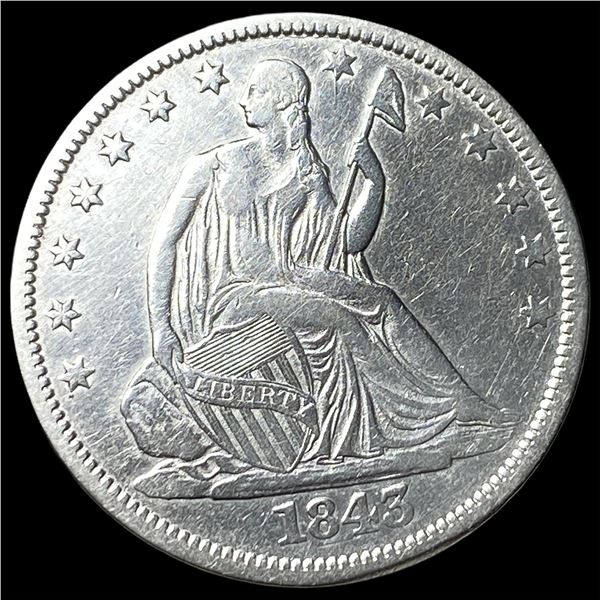 1843-O Silver Seated LibertyHalf Dollar  NEARLY UNCIRCULATED