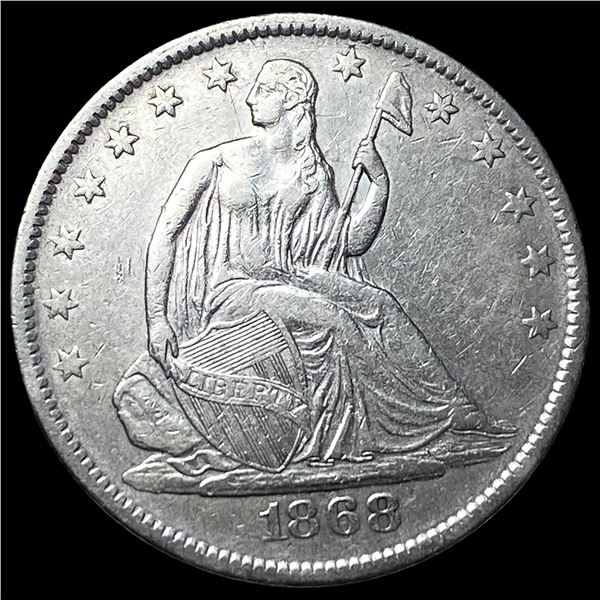 1868-S Silver Seated Liberty Half Dollar  NEARLY UNCIRCULATED