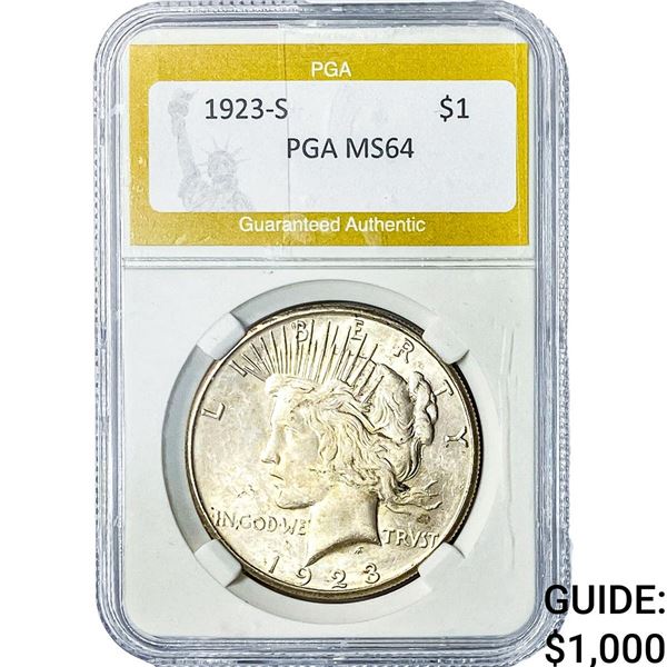 1923-S Silver Peace Dollar PGA MS64
