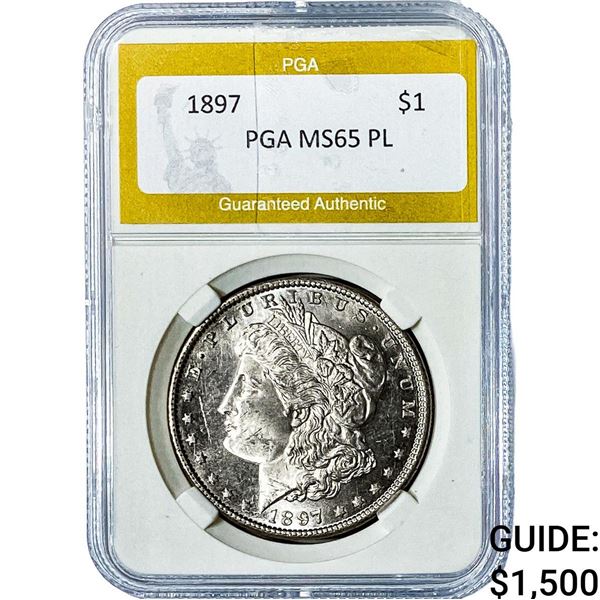 1897 Morgan Silver Dollar PGA MS65 PL