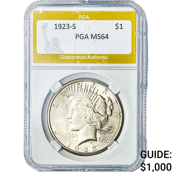 1923-S Silver Peace Dollar PGA MS64