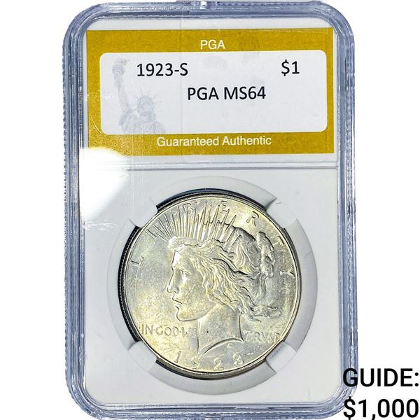 1923-S Silver Peace Dollar PGA MS64