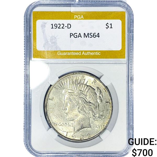 1922-D Silver Peace Dollar PGA MS64