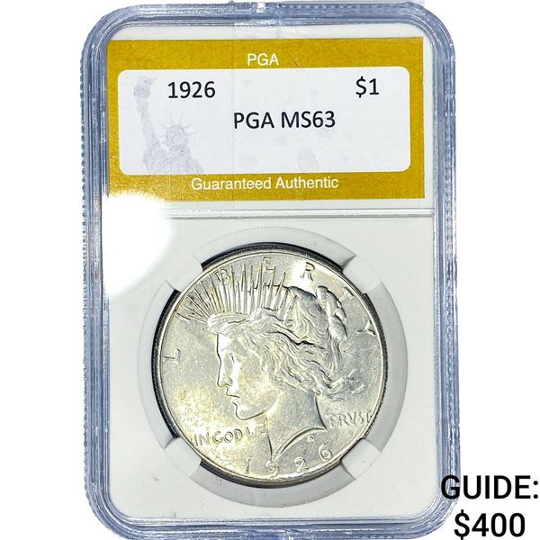 1926 Silver Peace Dollar PGA MS63