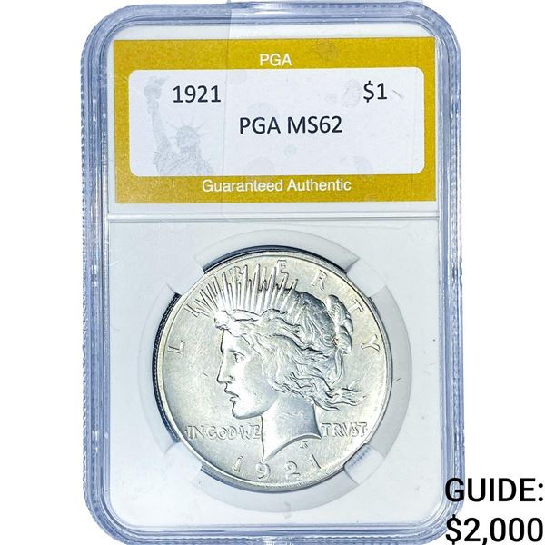 1921 Silver Peace Dollar PGA MS62